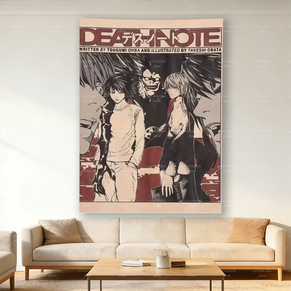1 Stück D-Death N-Note Anime-Wandteppich im Leinwand-Stil, Wandbehang für Wohnzimmer, Schlafzimmer, Büro, ideales Geschenk für A
