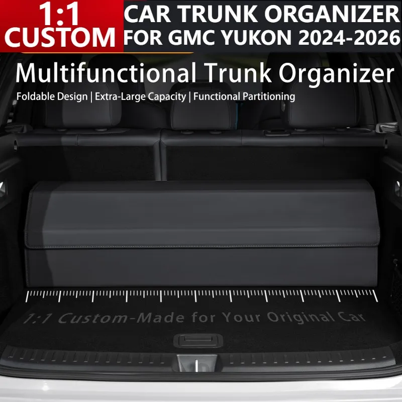 

Для GMC YUKON 2024 2025 2026, кожаный органайзер для багажника автомобиля, большая вместительная автомобильная многофункциональная складная сумка для хранения