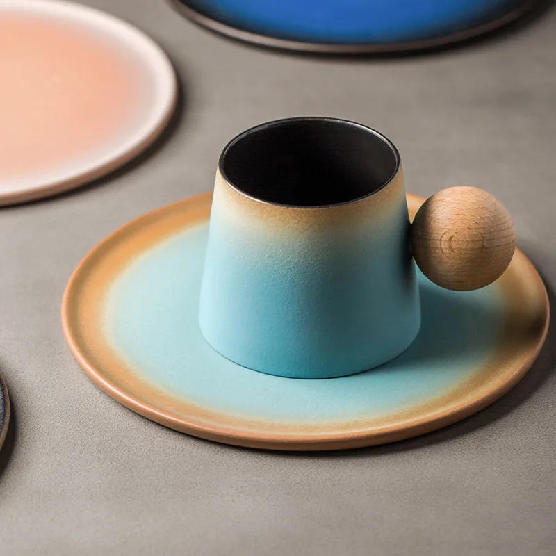 Light Luxury Ceramic Coffee Cup and Saucer Set High-Looking Creative Mug Office Water Cup