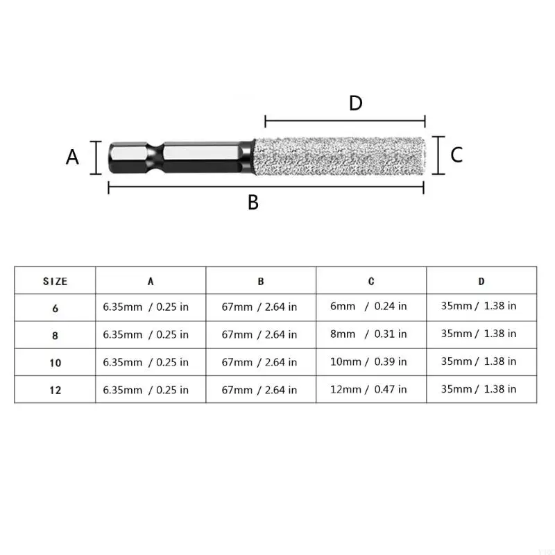 Дриль Dry Diamonds Bits 6 мм/8 мм/10 мм/12 мм Diamonds Dail с шестиугольной хвостовиком для бурения и шлифования, быстрые
