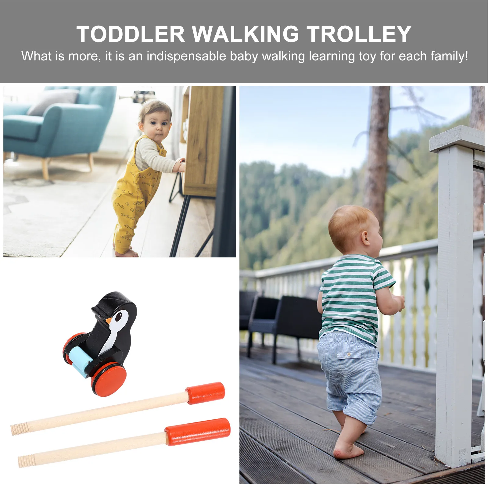 รถหัดเดินเด็กแบบผลักและดึง ลายการ์ตูน ของเล่นเด็กเล็ก รถหัดเดิน รถเข็นฝึกเดิน ช่วยฝึกการทรงตัว