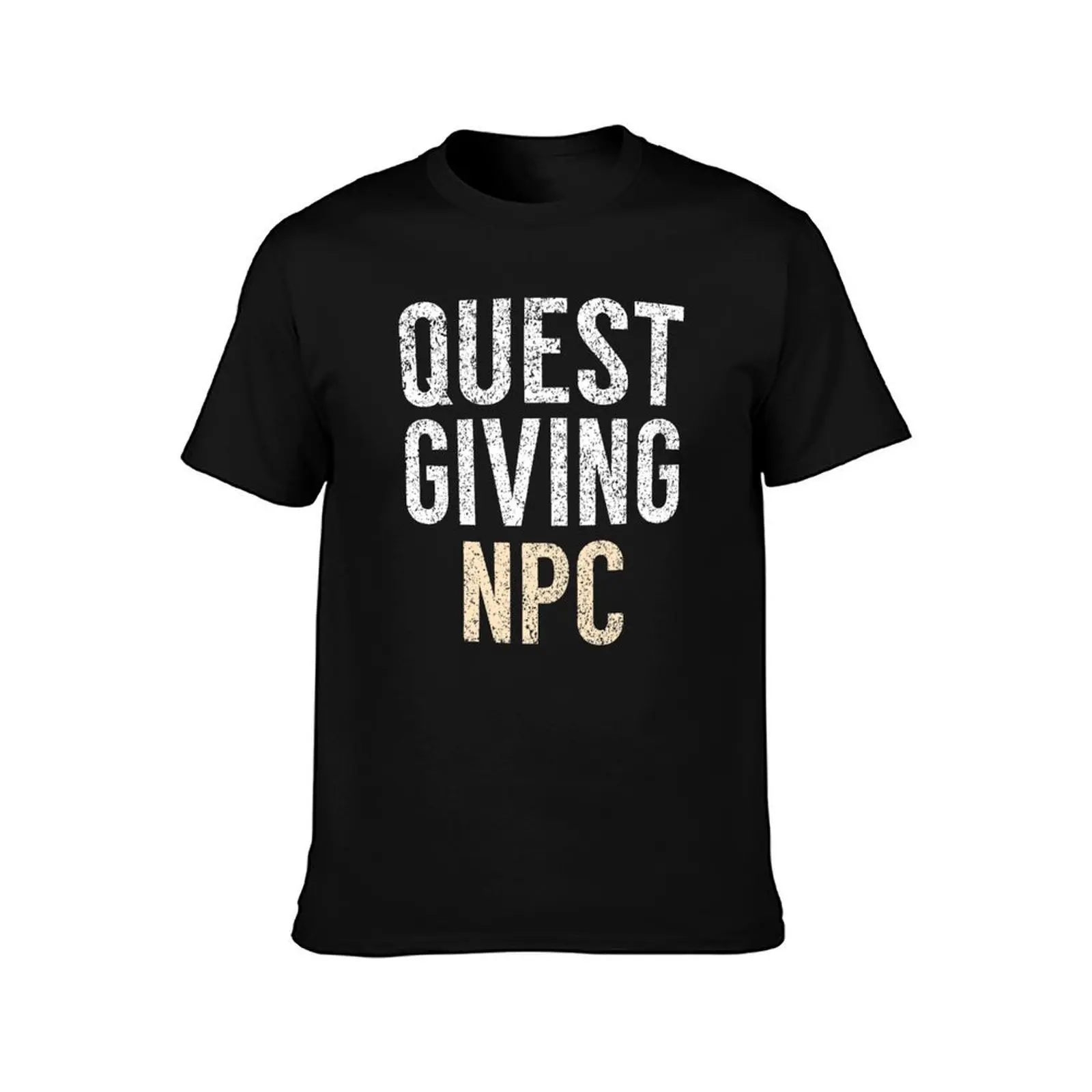 Quest Giving NPC T-Shirt, Summer Casual Cotton Tee, Oversized Streetwear Tops, Vintage Graphic Print, Loose Fit Short Sleeve