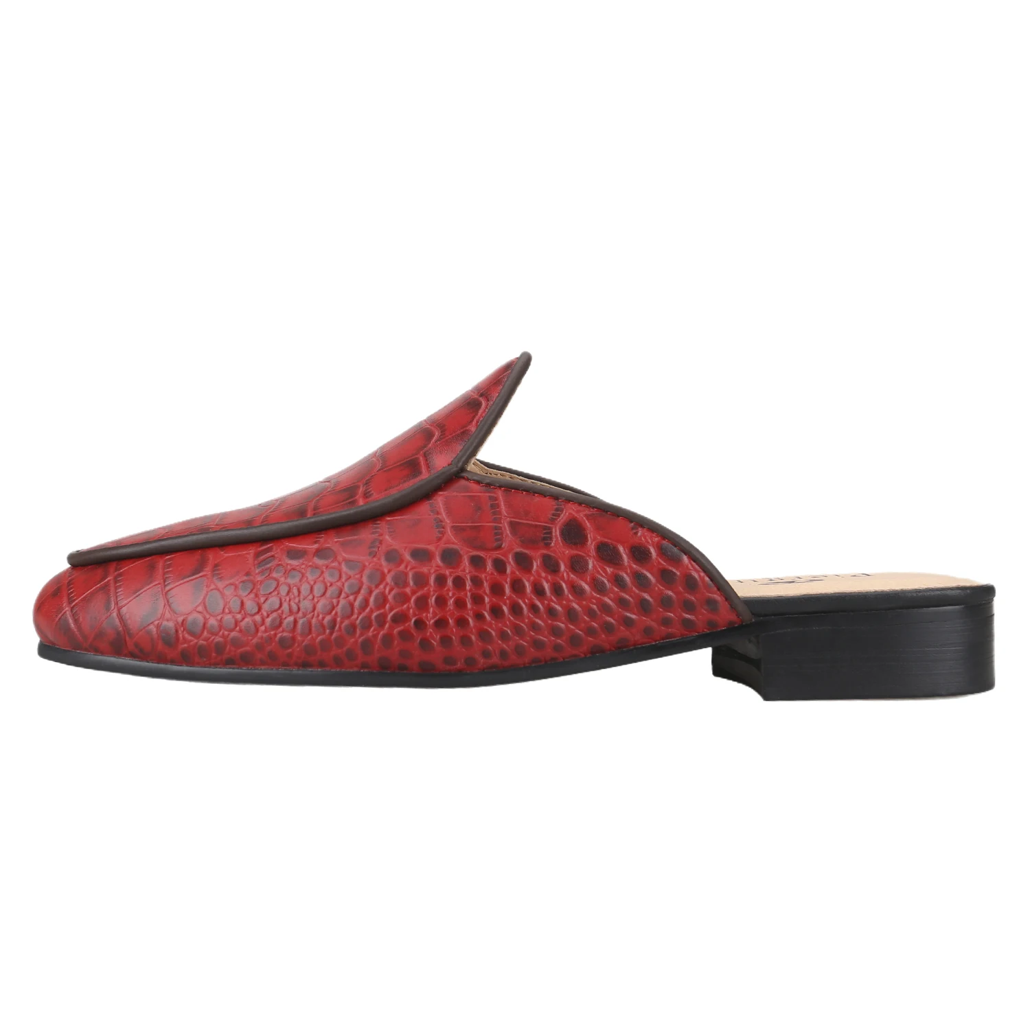 Piergitar Summer Style Customized Red Crocodile Patterned Leather Slip-On Mules Red Bottom Handmade Men's Slippers Plus Size