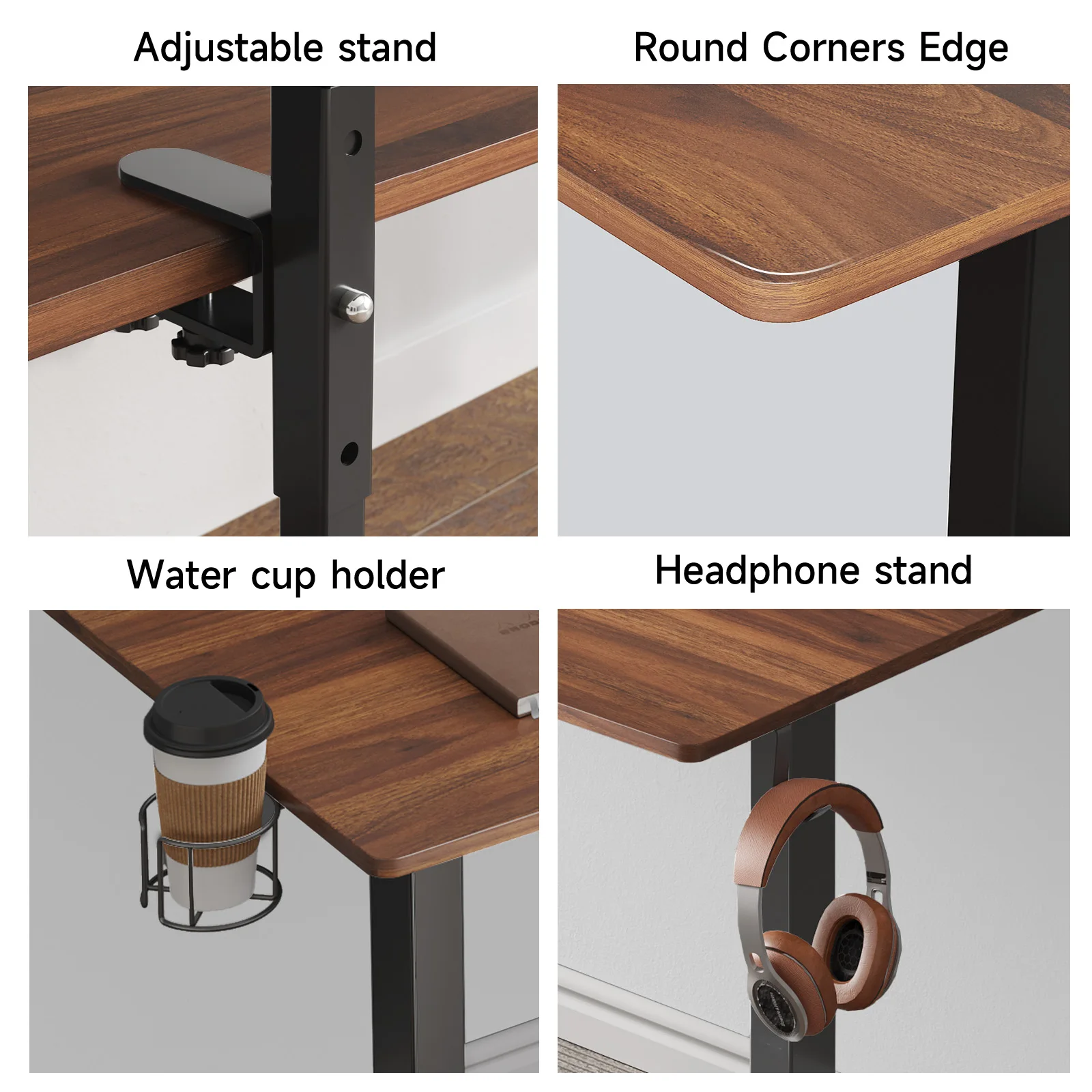 조절 가능한 모니터 선반 2개가 있는 스탠딩 데스크, 메모리 컨트롤러 및 높이 조절 기능이 있는 전기 스탠드업 데스크