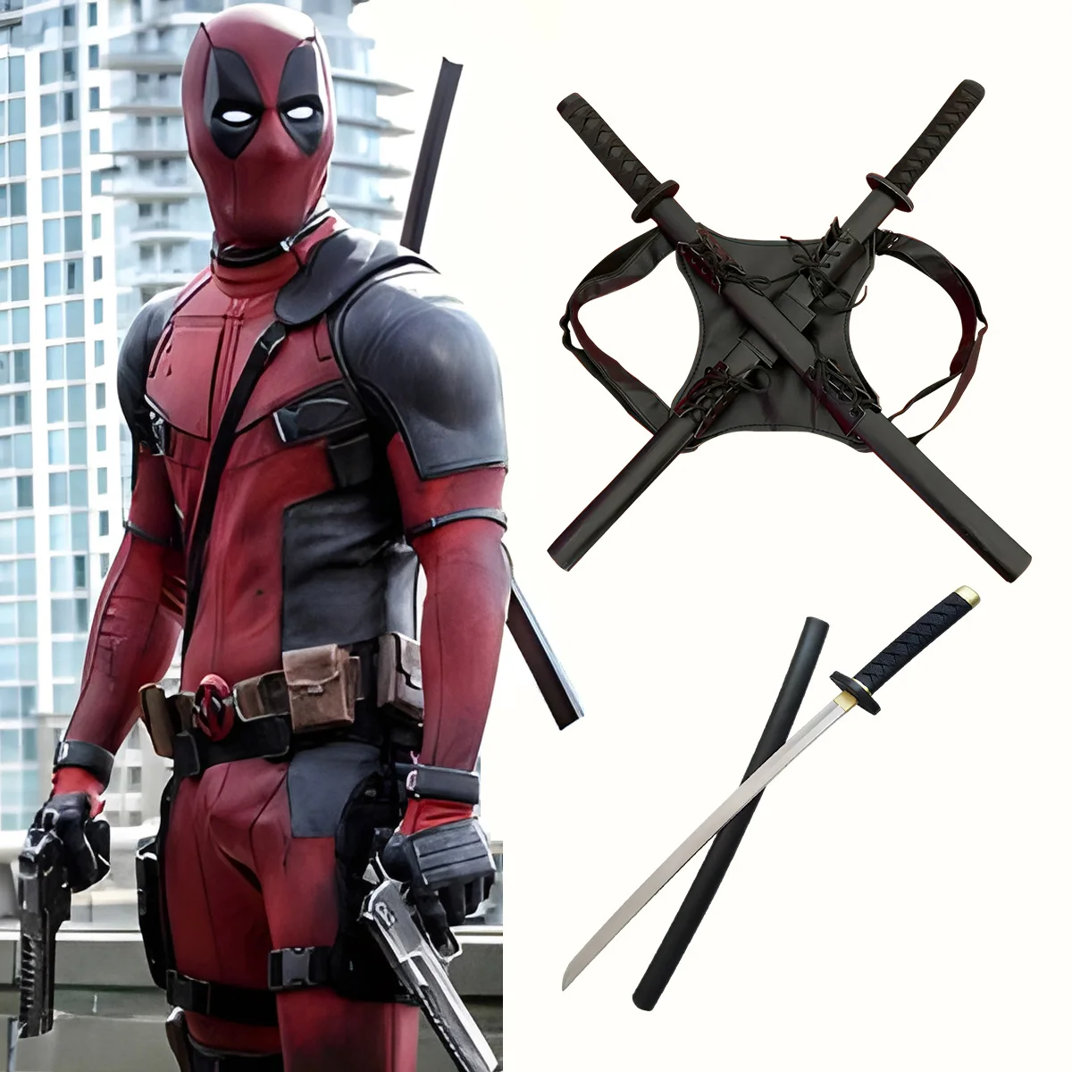 Deadpool Costume Kids Movie Superhero Deadpool Child Costume Adult Deadpool Cosplay Jumpsuit Sword Set Boys Halloween Gifts