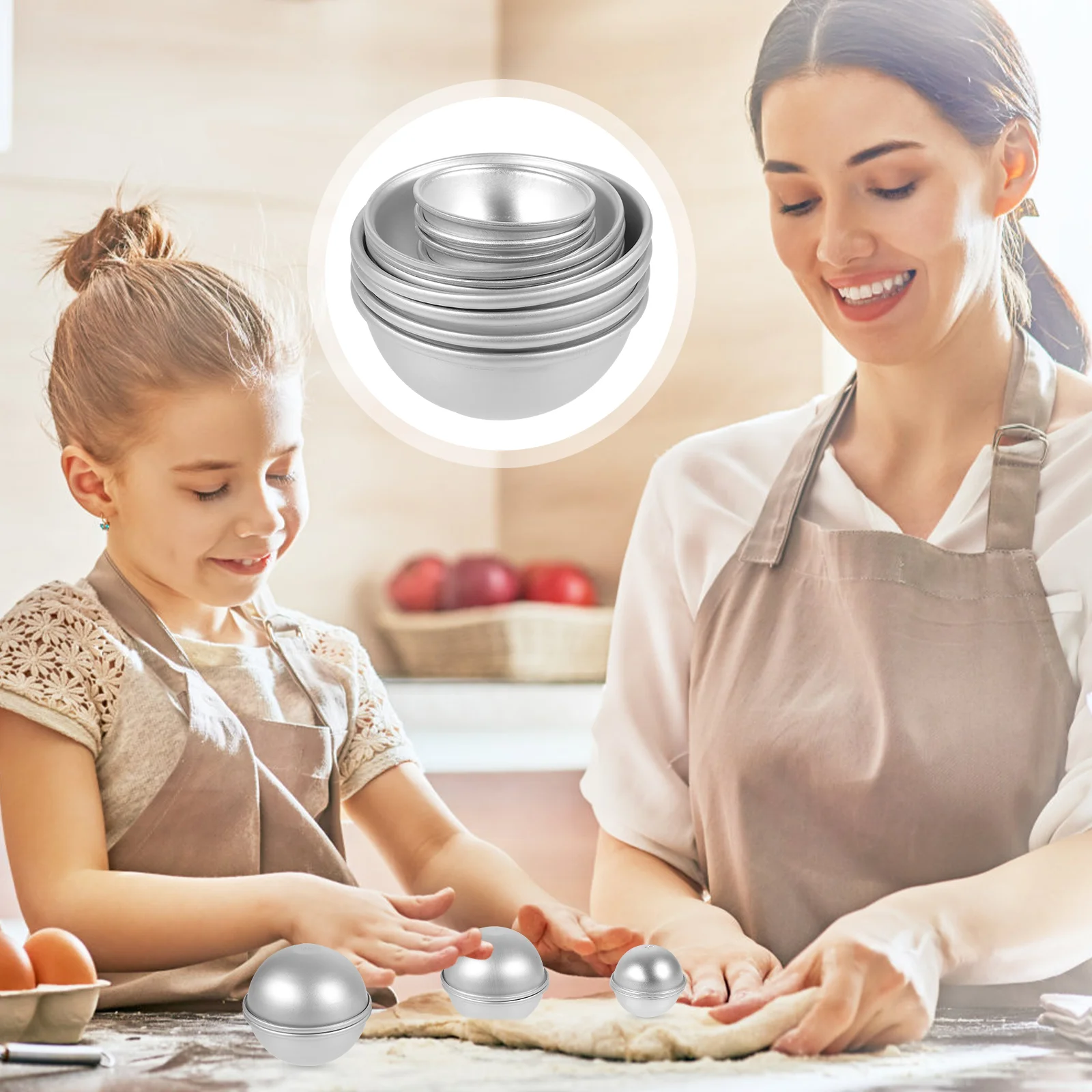 

12 Pcs Hemisphere Cake Tin Bath Salt Ball Mold Round Pans Decorative DIY Silver Soap