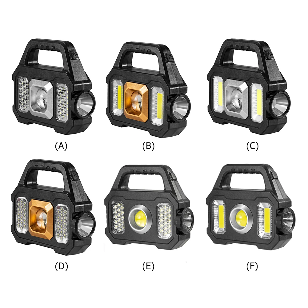 

LED Portable Searchlight Non-Slip Waterproof Solar Searchlight Multifunctional Power Display With Side Light for Outdoor Camping