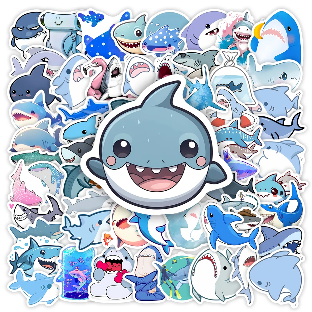 

Kawaii Shark Clipart Stickers Animal DIY Gift Toys Decal for Laptop Scrapbook Decorative Phone Bottles Luggage Waterproof