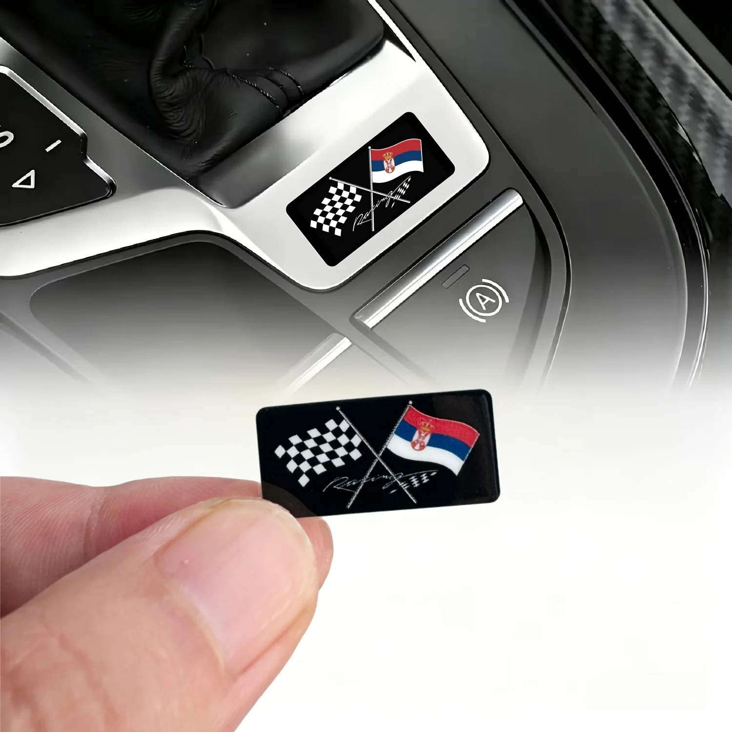 Serbia Flag Racing Vinyl Decals 2Pcs, Checkered Cross Flag Stickers for Car, Truck, Motorcycle & Helmet Decor