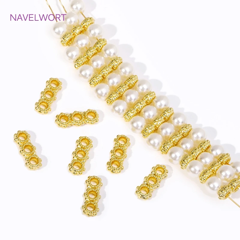 

18K Gold Plated 3 Hole Snowflake Shape Separators Multistrand Spacer Bar Connector For Beadwork Jewelry Making DIY Accessories