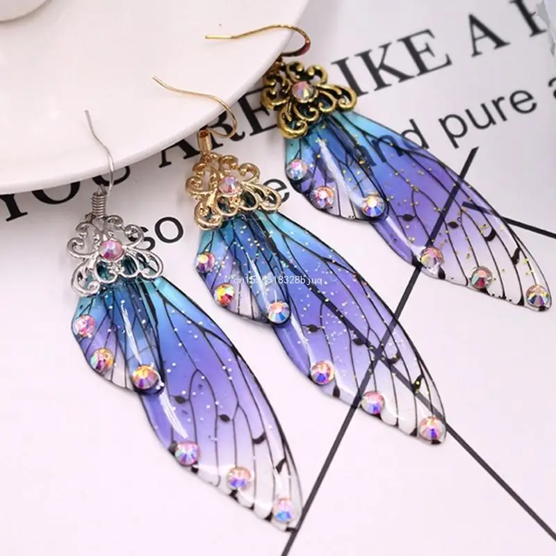 Diy Crystal Epoxy Earrings Mold Dangle Pendant Decorations Mold Three-dimensional Angel Wing Mirror Silicone Mold Dropship