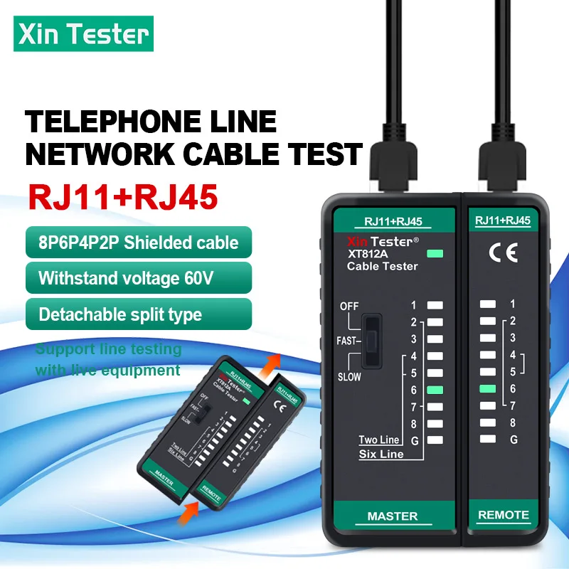 Xin Tester Wire Tracker Telephone Line Test Meter XT812A Network Cable Tester Telephone & Network Line Finder RJ11 RJ45 Tester