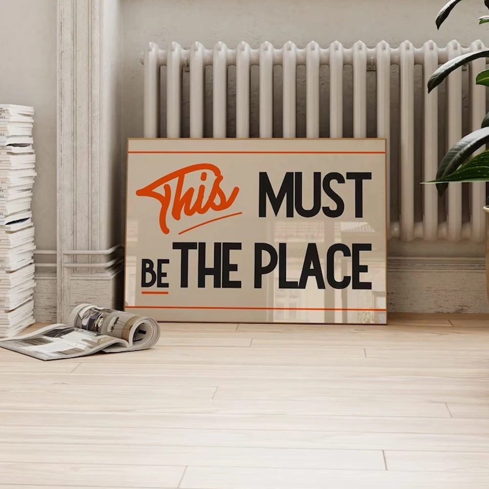 1 STÜCK Rahmenloser Vintage-Poster „This Must Be The Place“ auf Leinwandgemälde, Retro-Landschaft, Wandkunst für Wohnzimmer, Schlafzimmer, Heimdekoration