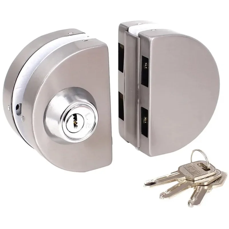 

10-12mm Glass Swing Push Sliding Door Lock With 3 Keys Toughened Glass Door Lock Double Door Semicircle Hook Lock