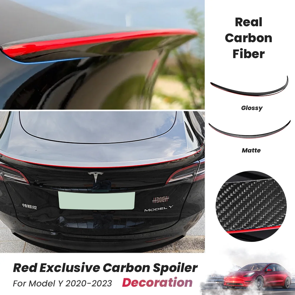 For Tesla 2023 Model 3 Y Rear Trunk Carbon Fiber Spoiler Lip Wing Tuning Car Styling Accessories Change the performance version 