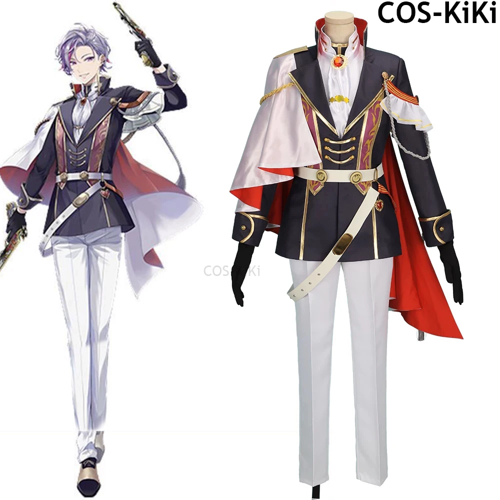 COS-KiKi Vtuber Fuwa Minato Game Suit Gorgeous Handsome Uniform Cosplay Costume Halloween Carnival Party Role Play Outfit