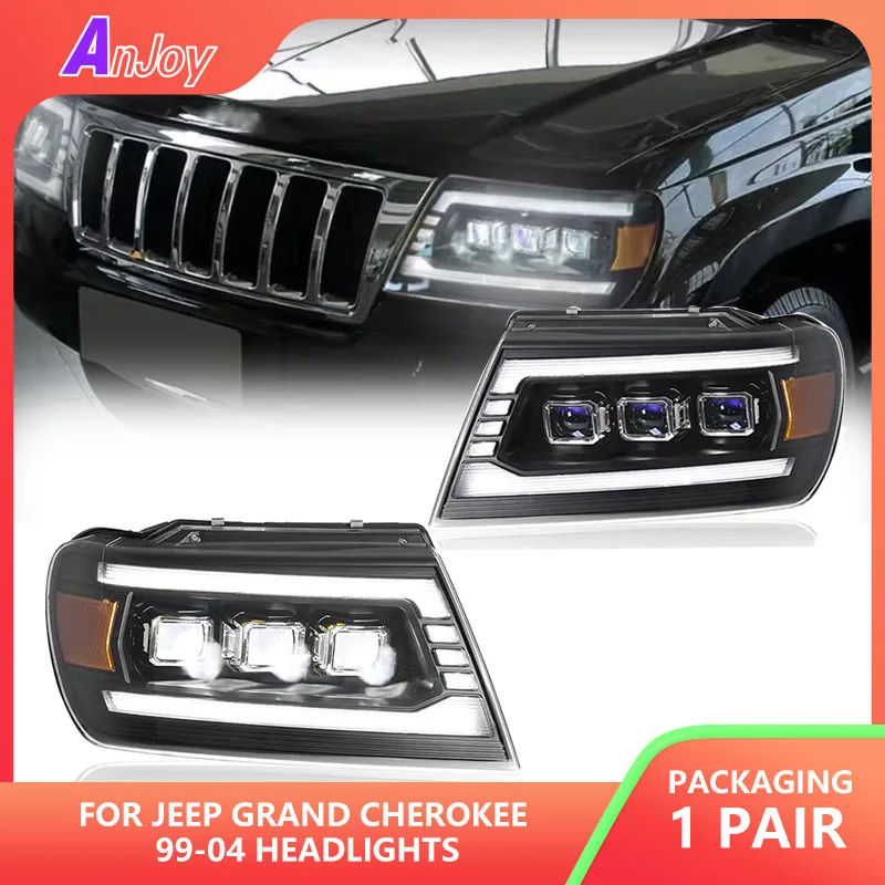 

Car Headlights For Jeep Grand Cherokee 99-04 new style LED Headlamp Assembly Upgrade Projector Lens Accessories