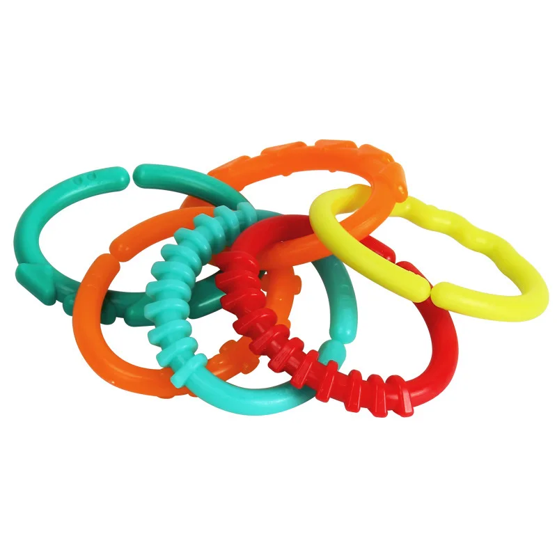 Baby Stroller Rainbow Loop Hook Silicone Food Grade Dental Rubber Ring Hand Grip Connecting Ring Stroller Accessoris