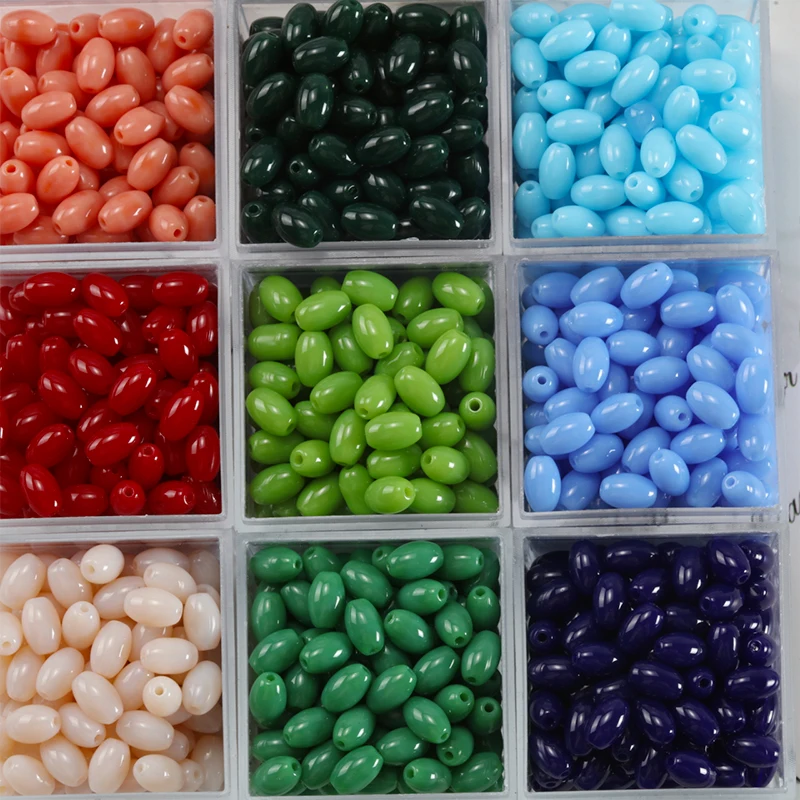 Perles ovales en porcelaine, Grains de riz lisses, perles d'espacement amples pour la fabrication de bijoux, couture, Bracelet, collier, bricolage, 4x6mm