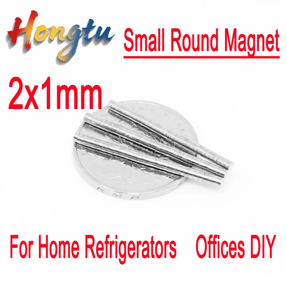 

Hongtu Small Round Magnet 2*1mm 2x1mm For Home Refrigerators, Offices DIY 2*1 mini Disc magnet