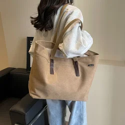 Simple Tote Bag Women's Large-capacity Portable Shoulder Bag Multi-compartment New Spring and Summer Simple Commuter Canvas Bag