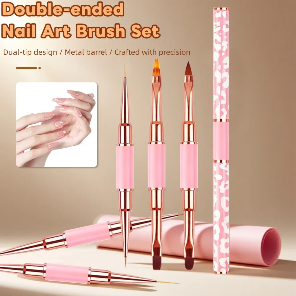 

5PCS Double-Ended Nail Art Brushes Set Gel Polish Nail Brush Design Painting Tools Nail Liner Brush Ombre Nail Brush For Nails
