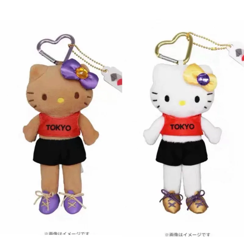 Japonês escuro pele de justo gatinho pernas longas atletismo chaveiro de pelúcia kawaii campo equipe sanrio gatinho boneca de pelúcia mochila pendurado