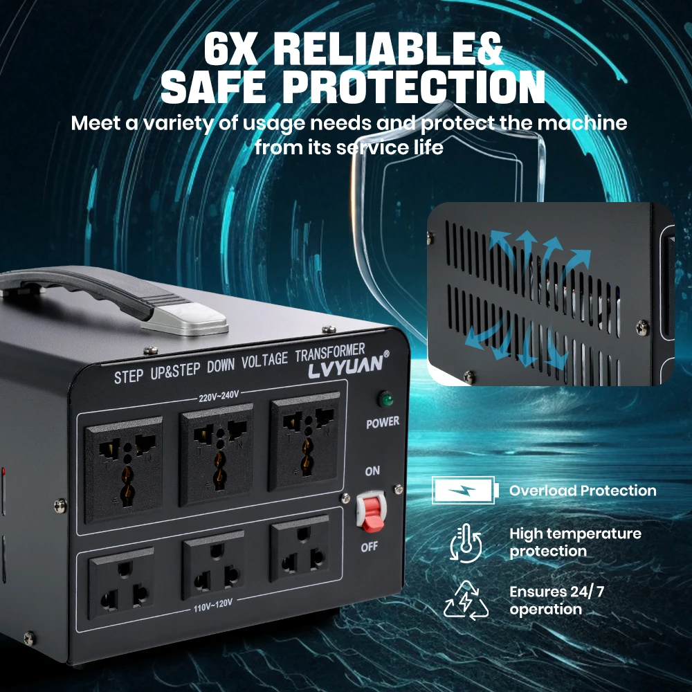 LVYUAN 700W/3500W/6000W Voltage Transformer AC 110V to 220V Or 220V to 110V Step Up&Down Converter US Standard Power Cord view 5