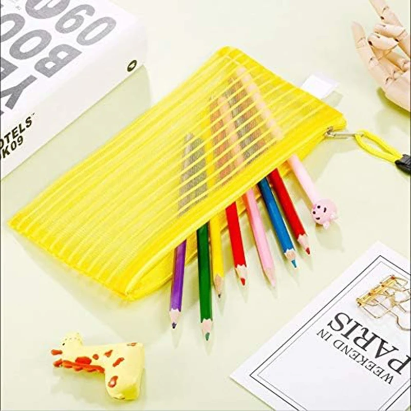 40Pack 10 Colors Zipper Mesh Pouch, Colorful Pencil Pen Bag Multipurpose Travel Bags For Office Supplies Travel