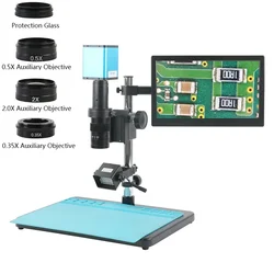 SONY IMX385 1080P Autofocus PCB Soldering Digital Microscope Camera Zoom 180X C mount Lens+11.6 Inch LCD Monitor Repair Tool Set