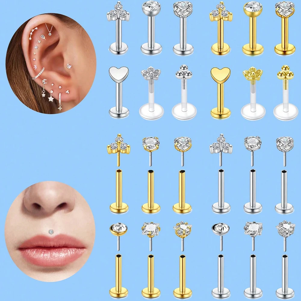 Boucles d'oreilles en acier inoxydable 6 unités