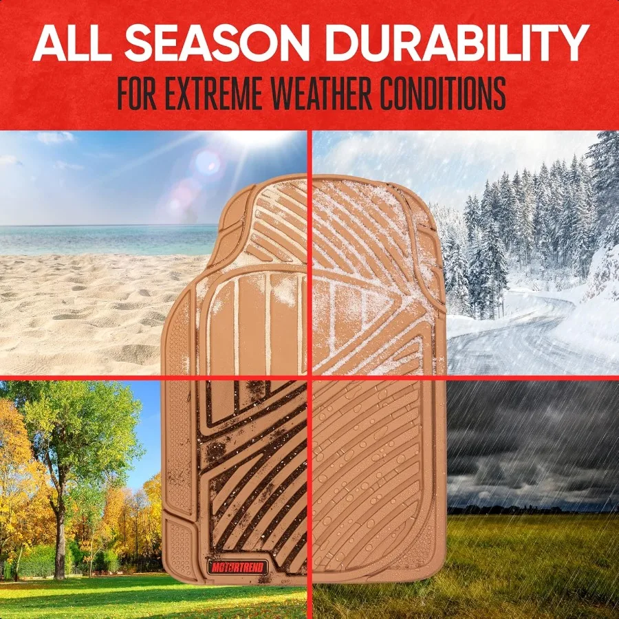 FlexTough Performance جميع الأحوال الجوية المطاطية أرضية السيارة 3 قطع الحصير بطانات السيارات للسيارات شاحنة SUV المياه الثقيلة #4