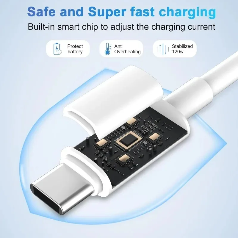 3Pcs 120W Super Fast Charging 10A Cable USB To Type-C Cable For Android Highspeed Data Transfer For Xiaomi Redmi iphone 2M Cable view 6