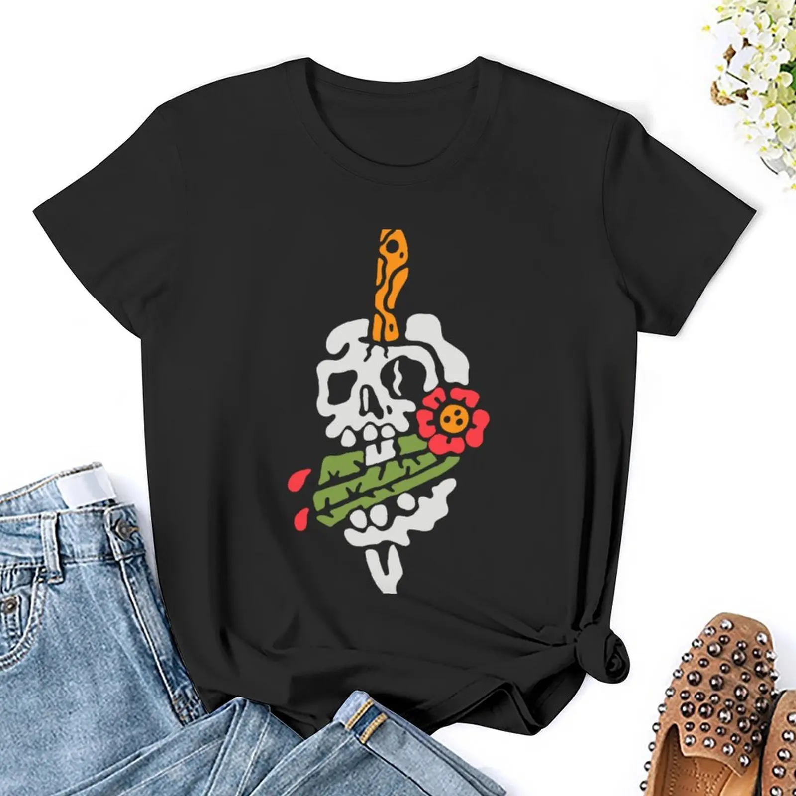 Tricho-Camiseta con estampado de calavera para mujer, ropa de verano para fanáticos de los deportes, camisetas bonitas