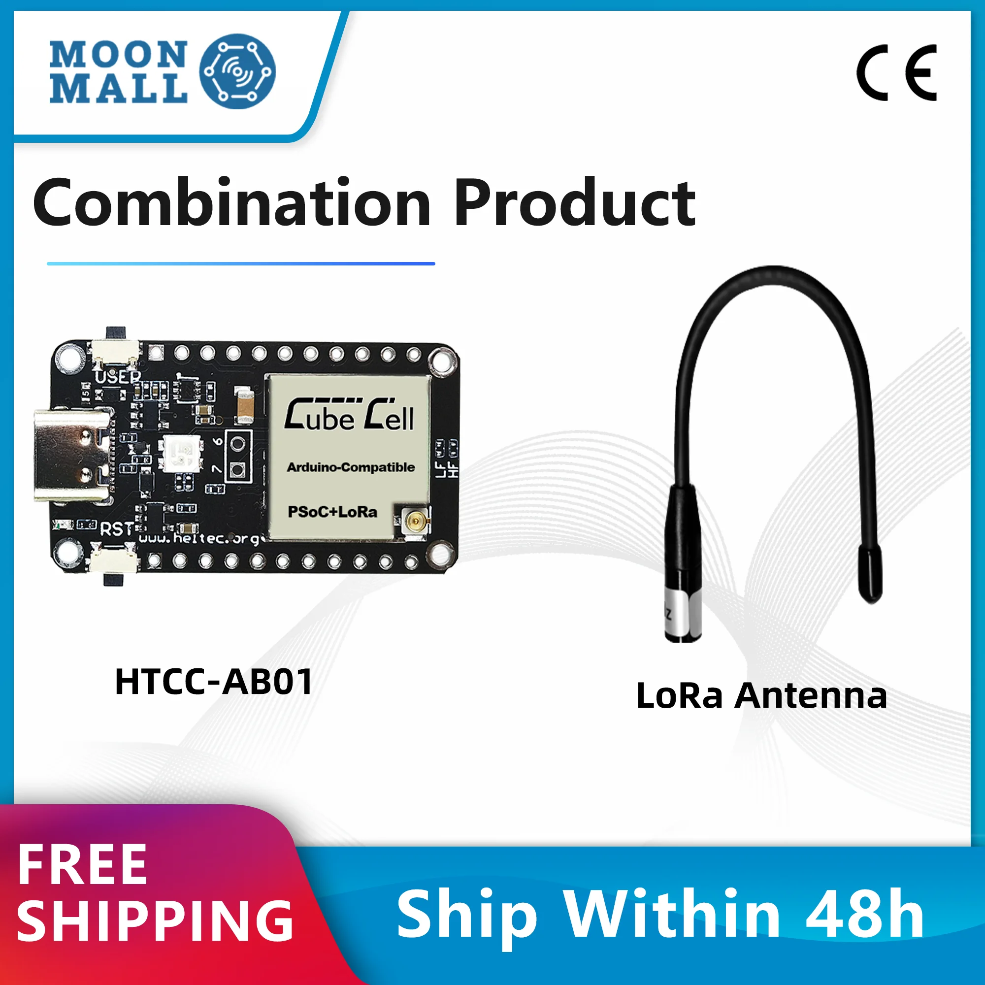 

Heltec Dev-Board HTCC-AB01 (V2) with the GT-800 Whip Antenna ASR6052 Support Arduino® and LoRaWAN 1.0.2 High-performance