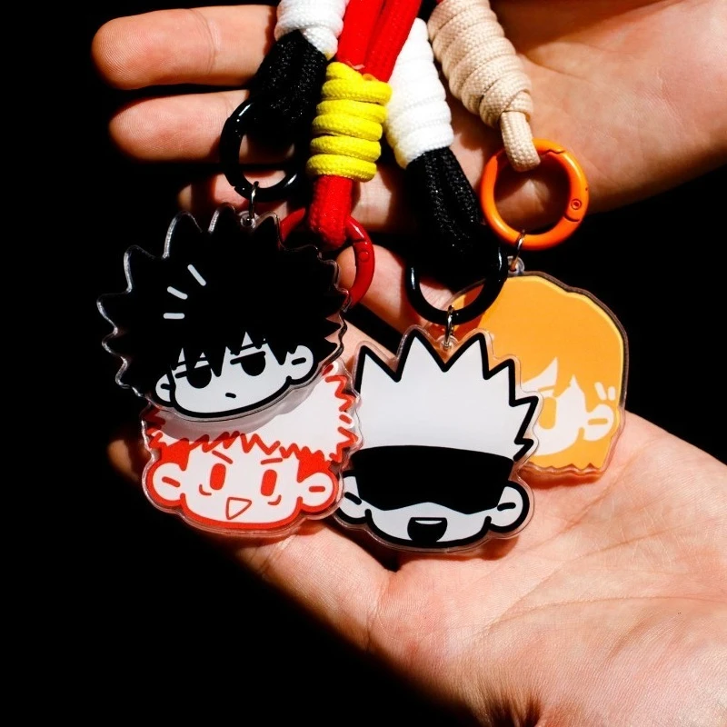 Jujutsu Kaisen Itadori Yuji Gojo Satoru Fushiguro Megumi أنيق سلسلة مفاتيح مصنوعة من الأكريليك حقيبة ظهر الطالب مكافحة فقدان حزام الديكور #2