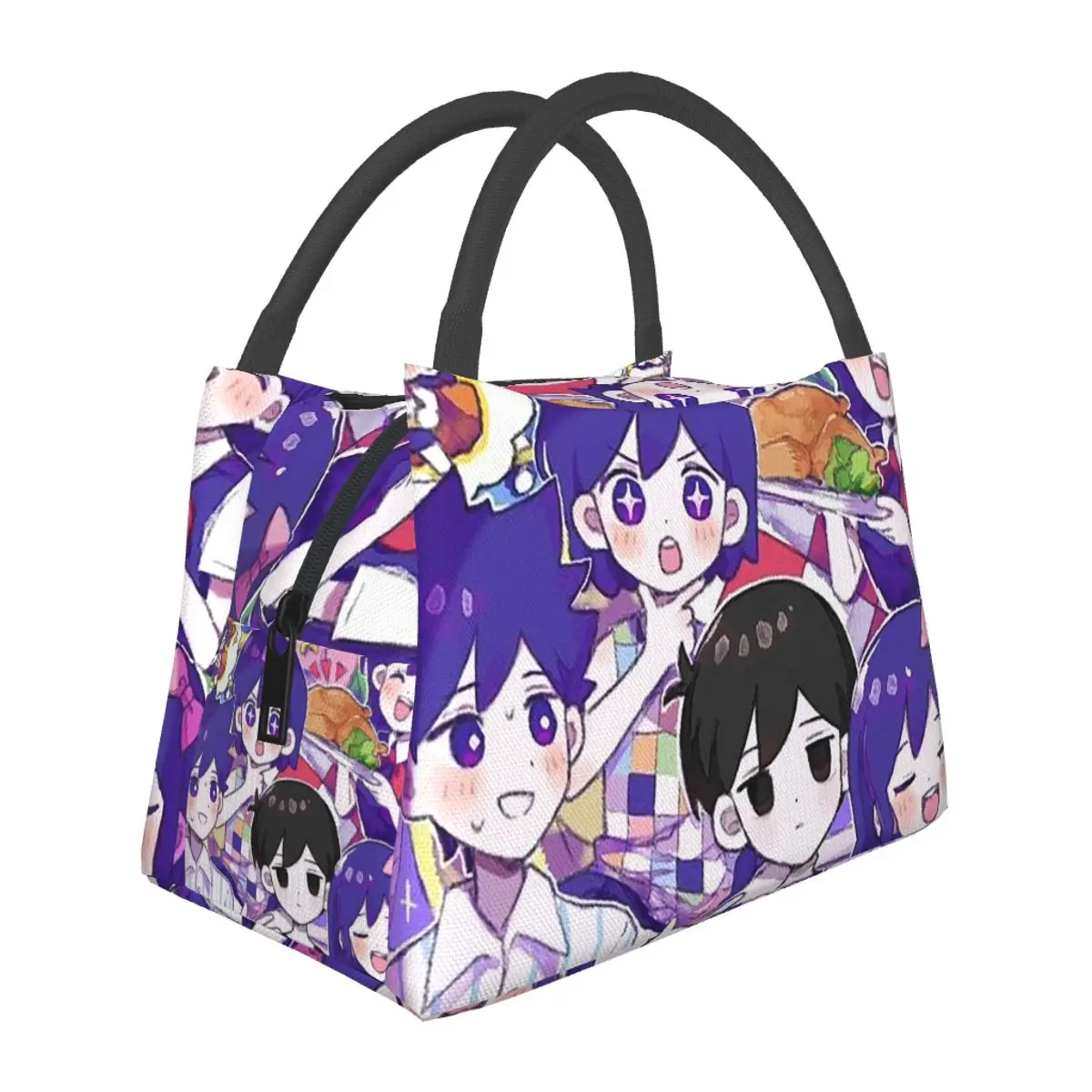 Omori Hero Sunny Basil Cartoon Horror Insulated Lunch Bag Bento Storage Food Boxes Container Cooler Thermal Lunch Box Tote