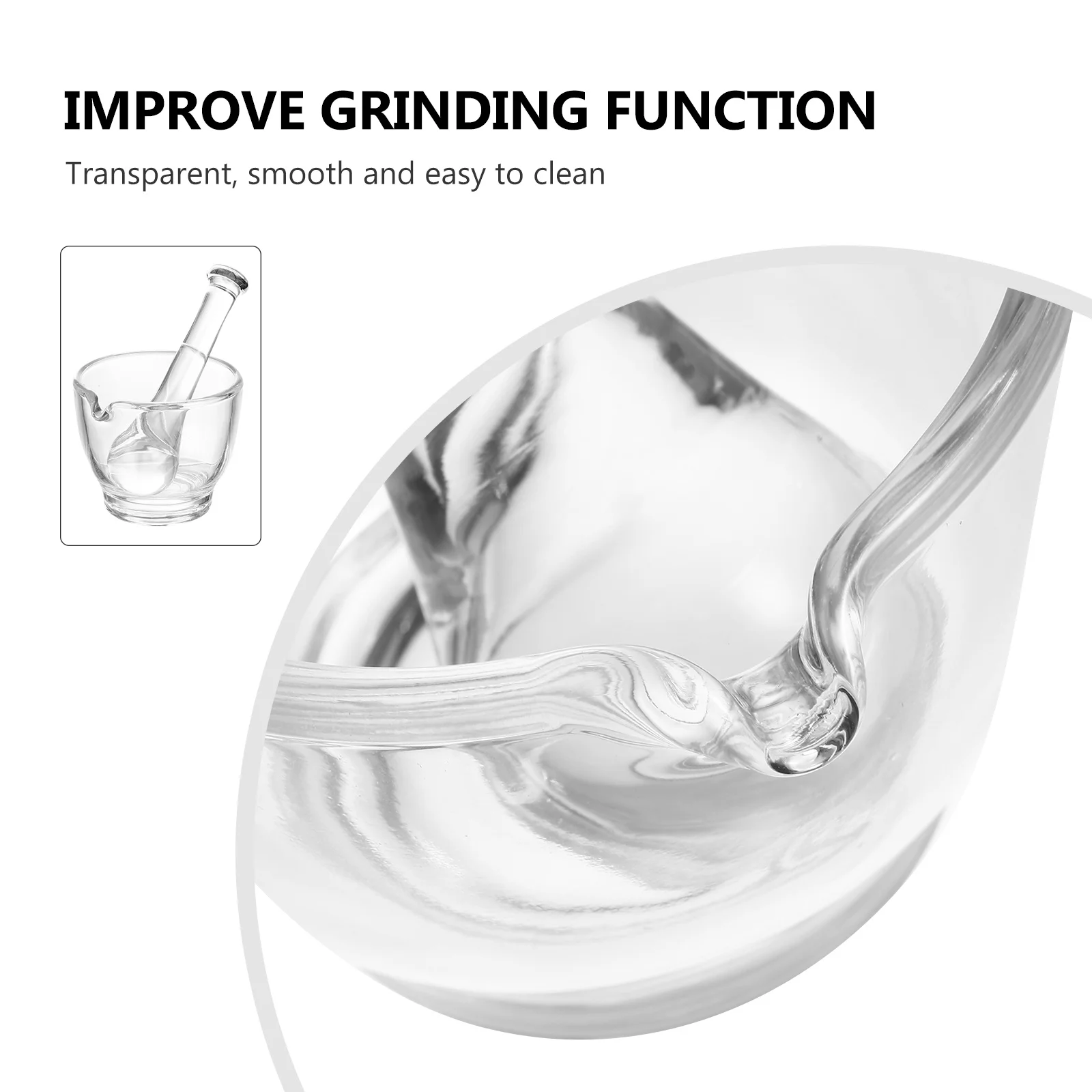 

1Set Clear Glass Mortar Pestle Medicine Grinding Bowl Garlic Crusher Powder Masher Ergonomic Design Laboratory Essential