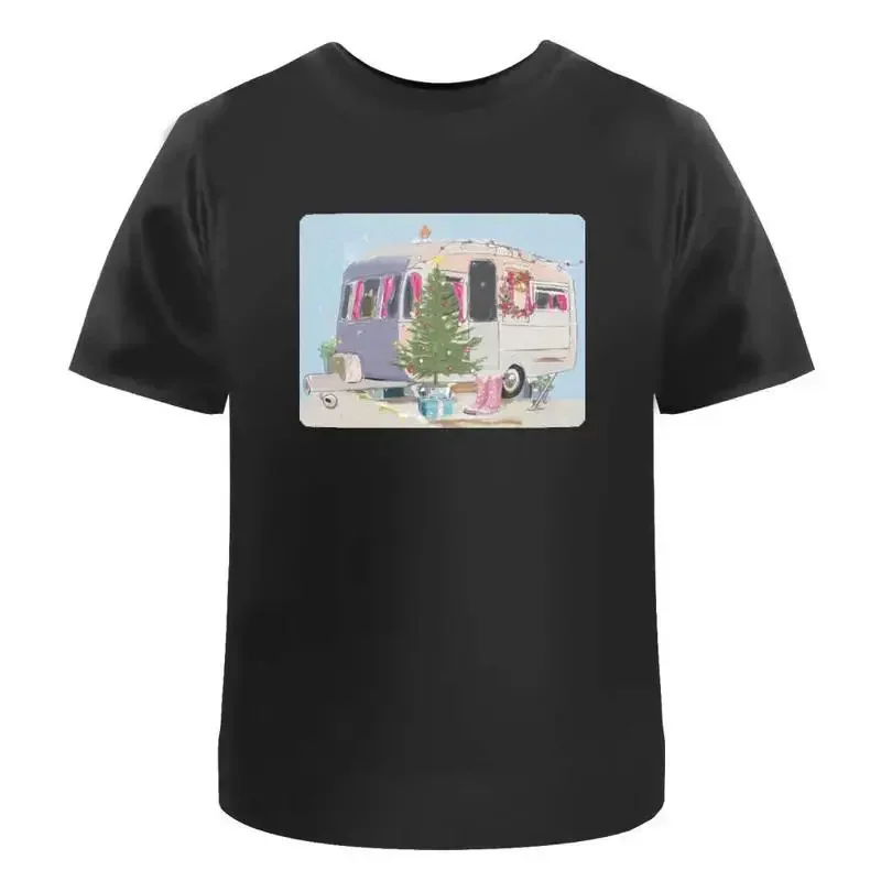 Christmas Camping Caravan ' Cotton T Shirt Ta040899