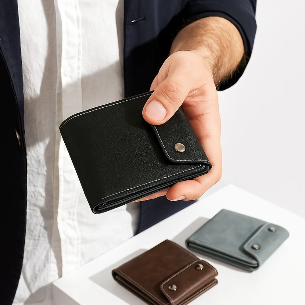

Минималистичный мужской короткий кошелек для бизнеса, повседневный, из искусственной кожи, однотонный, с отделением для монет и кредитных карт