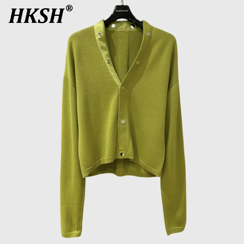 

HKSH Dark RO Style Spring Autumn New Knitted Sweater Cardigan Niche Design High Sense Women Tide Dark Chic Knitted Top HK3971