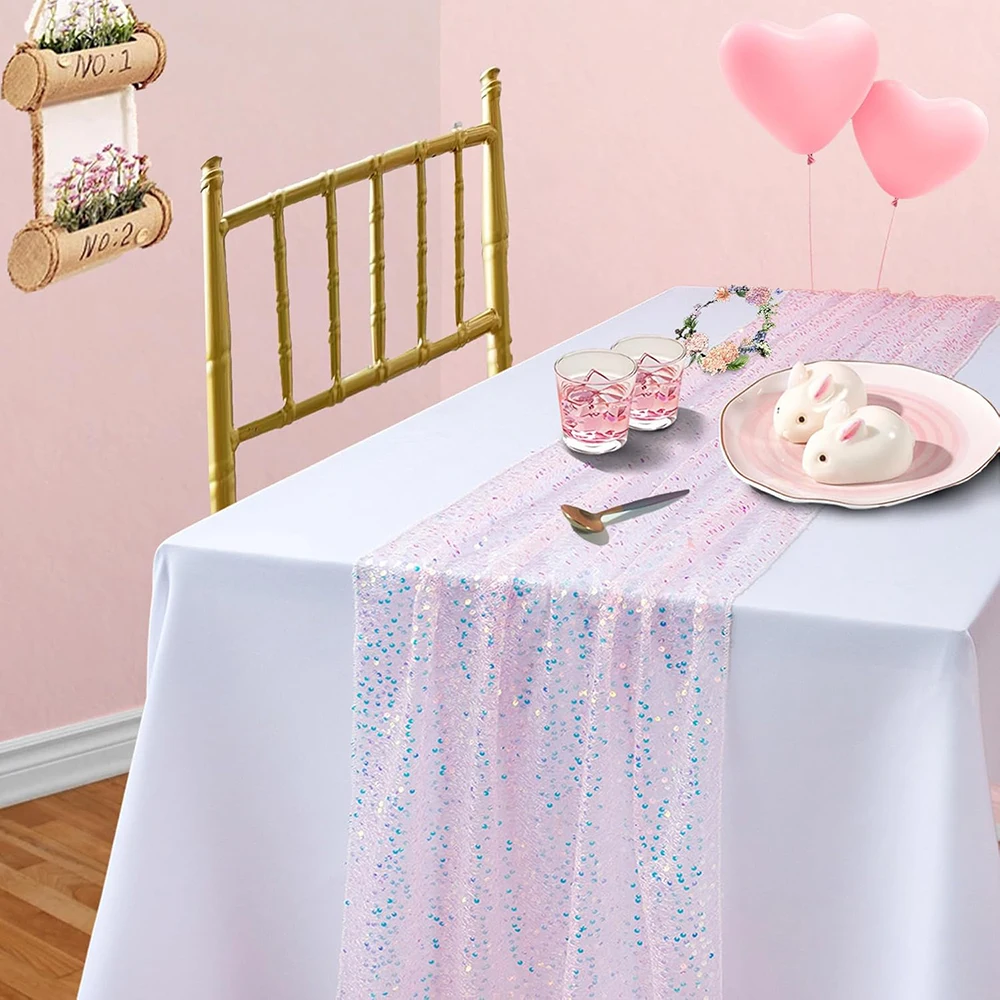 مفرش طاولة قزحي الألوان مزين ب - مراجعة Table Runner Sequin وسعره
