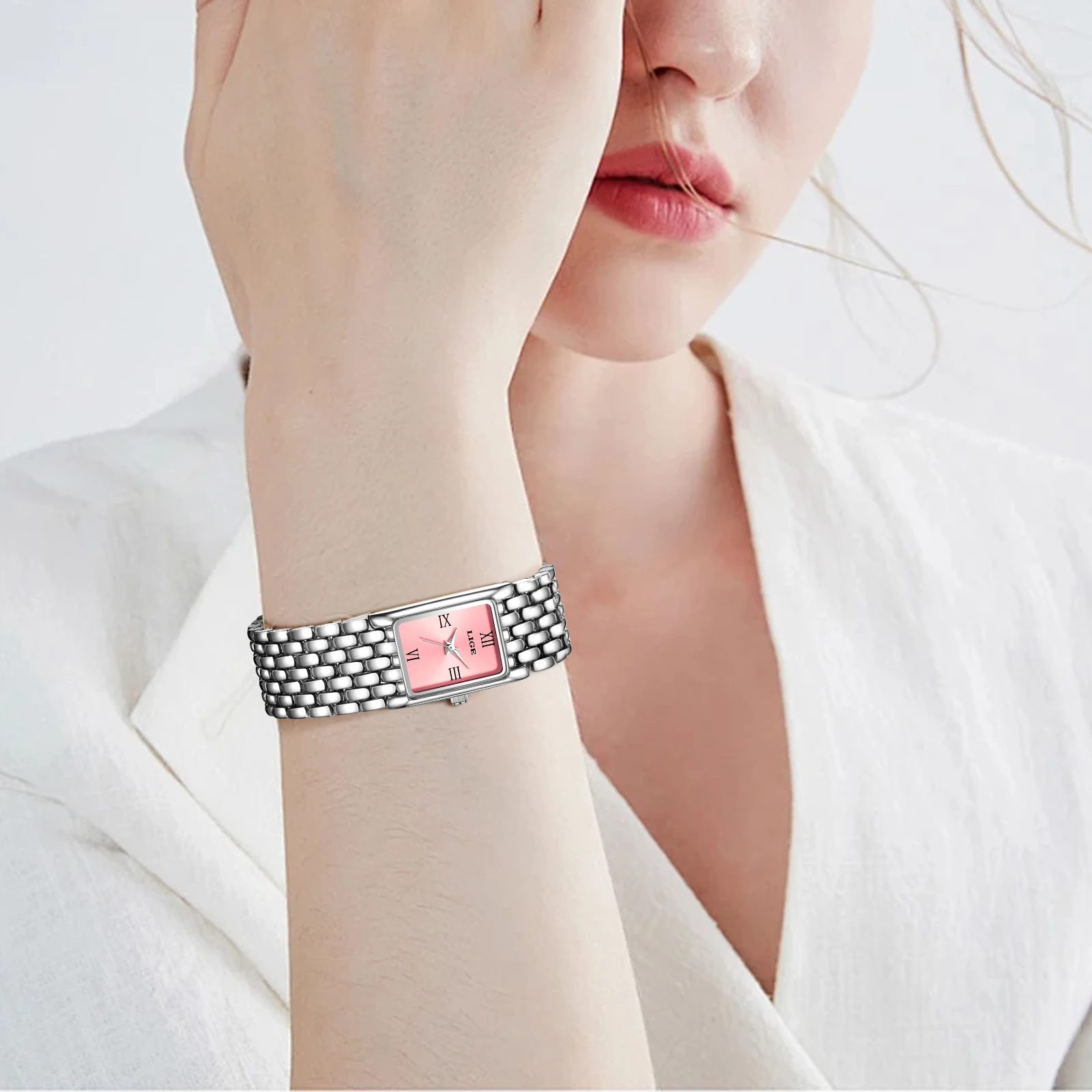 Nuevos relojes LIGE de cuarzo para mujer para parejas, reloj de negocios de acero inoxidable para hombres, reloj de regalo minimalista informal para mujeres, Pareja Regalo