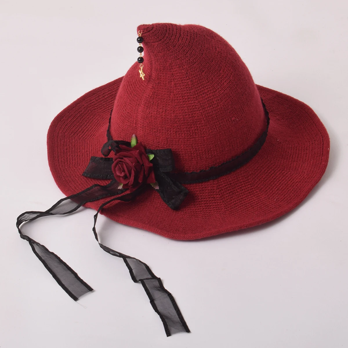 Sombrero de bruja gótico negro Lolita Festival fiesta arco sombrero de mago Cosplay sombreros de fiesta de Halloween