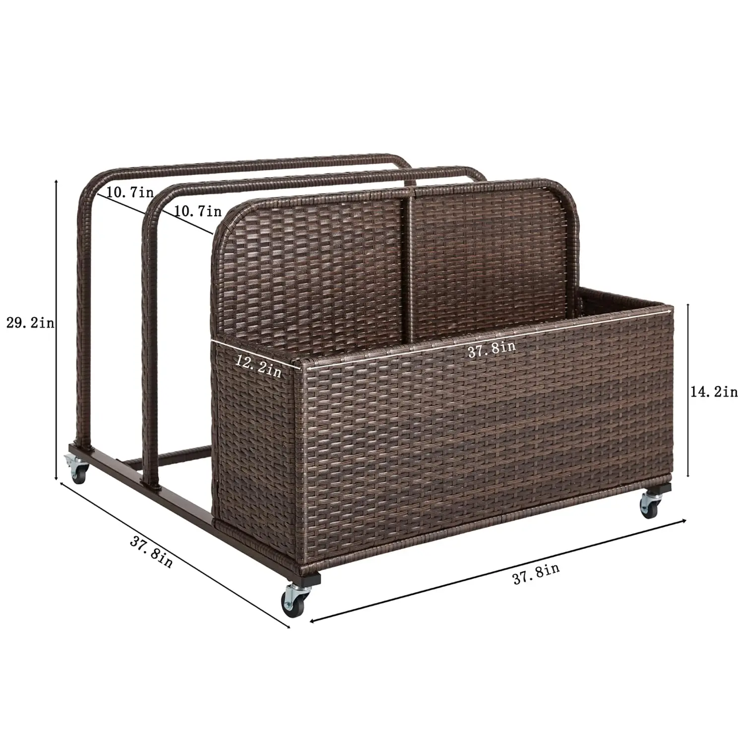 Poolside Float Storage Organizer, Outdoor Wicker Rattan Pool Float Holder Storage Rack for Basket Box Patio Pool Storage Caddy