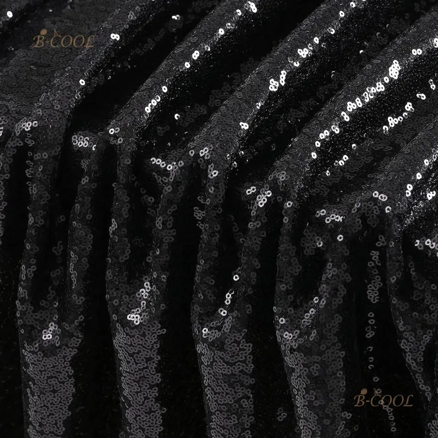 60x102inch Black Sequin Table Linens for Halloween and Wedding Events: Seamless Glitter Tablecloth with Elegant Sparkle Finish