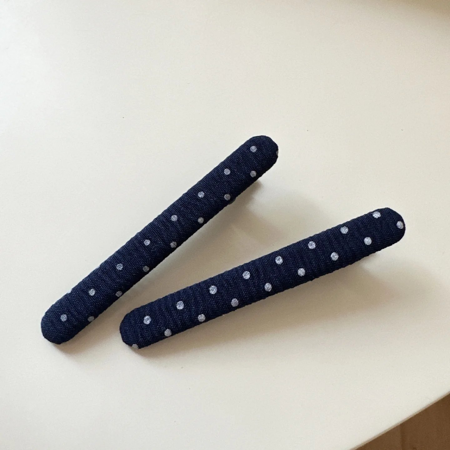 Vintage koreanische Haarspange, marineblau, gepunktet, Stoff-Haarnadel, handgefertigt, keine Schäden, Haar-Accessoires für Frauen, Haarspangen für Mädchen – Detail 23