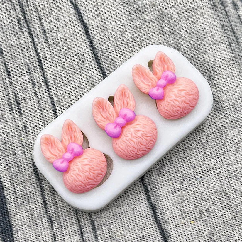 Mini Easter Bow Bunny Silicone Mold Fondant Cake Decorating Tools Sugarcraft Mold Cookie Cupcake Chocolate Baking Mold