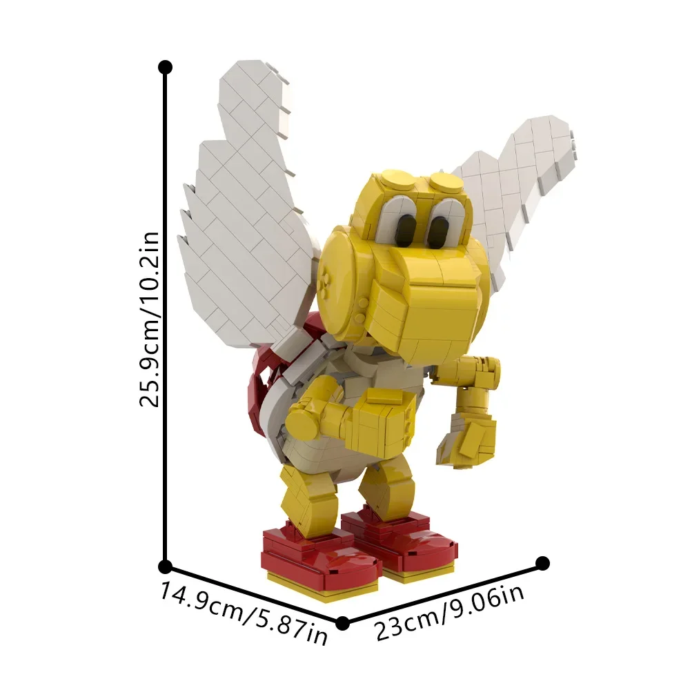 630Pcs Red Koopa Paratroopa - Posable Display Figure 01 Bricks Model Red Koopa Paratroopa Buliding Blocks Assembly Toys Gift