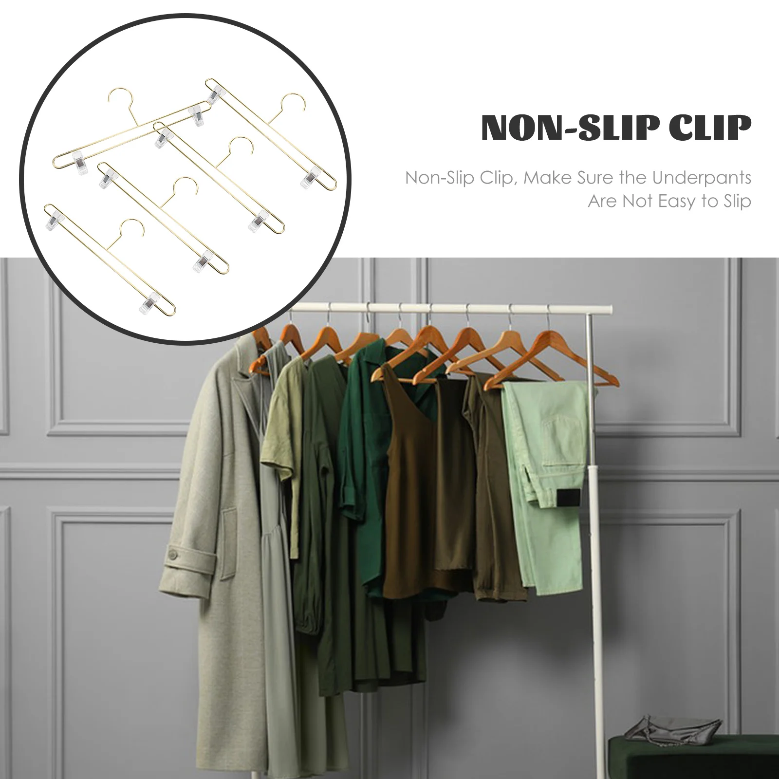 

5pcs Panty Clips Jeans Hangers 28cm Golden Reusable Space Saving Closet ganizer Underwear Bras Pants Towels Adjustable